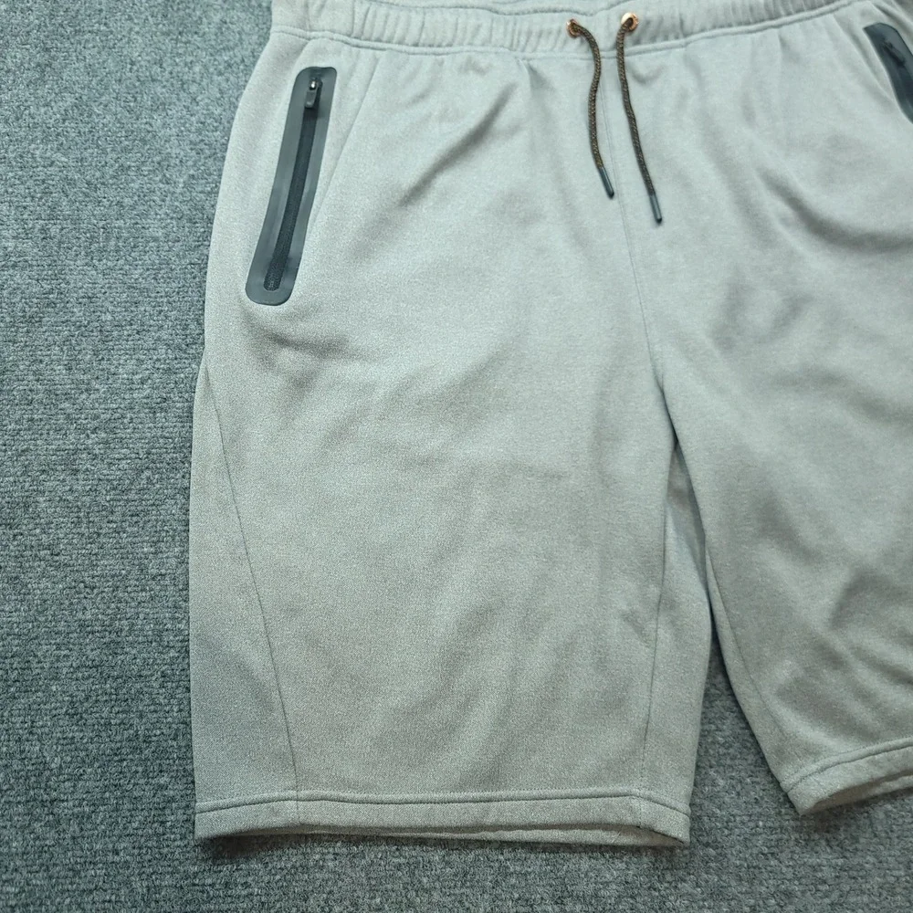Copper Fit Mens Gray Copper Infused Athletic Shorts Zipper Pockets XL 20in Waist